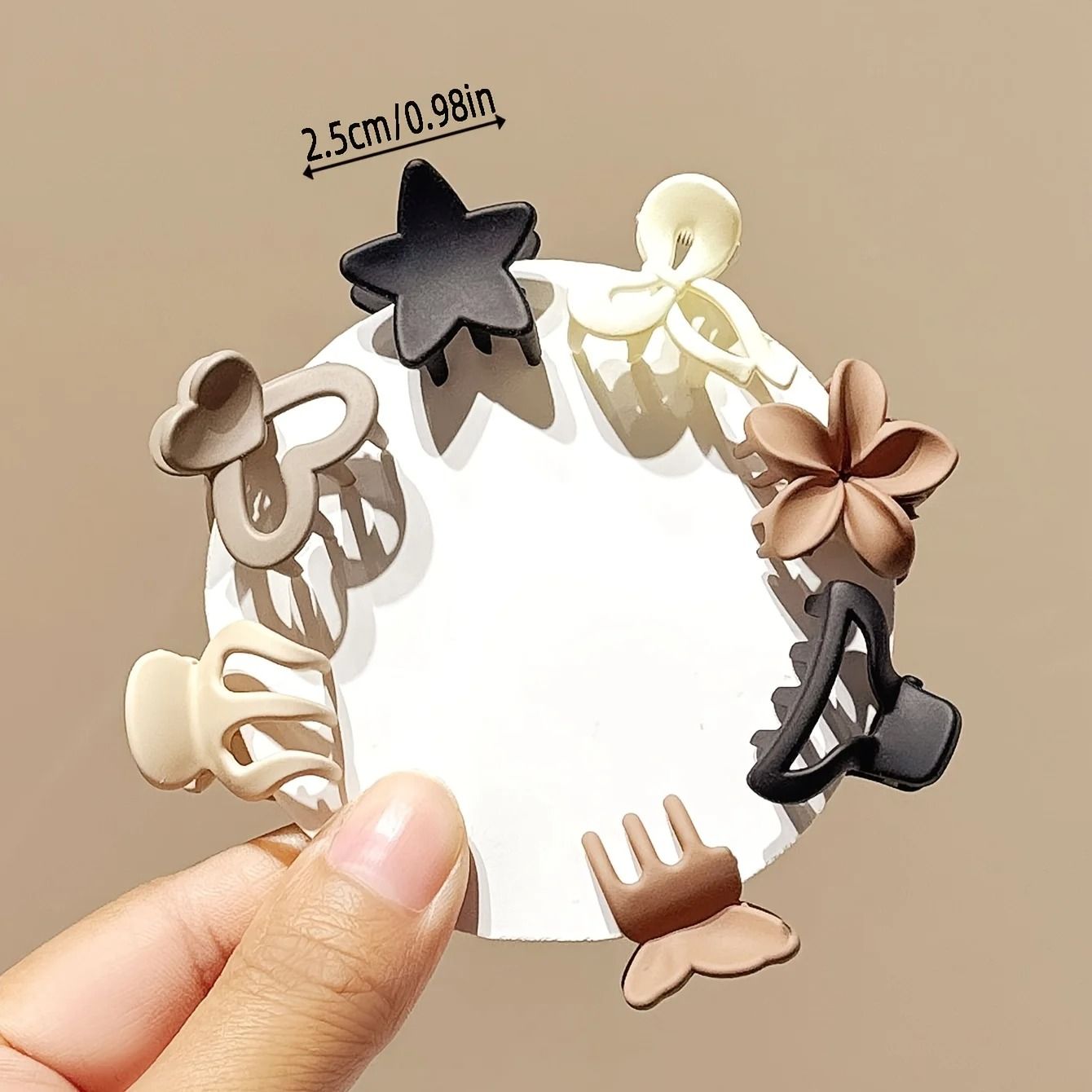 Beige Mixed Pack Small Hair Clips Cute Girl Accessories