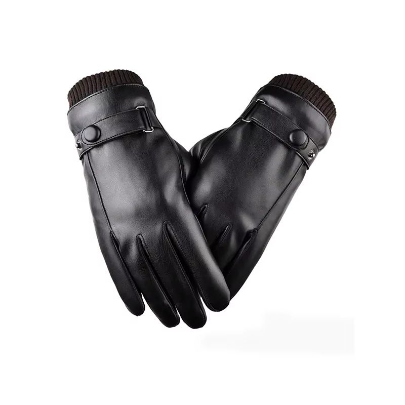 UrbanDrive Black leather gloves for Men Thin Winter Touchscreen Driving Style