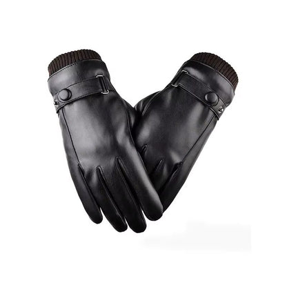 UrbanDrive Black leather gloves for Men Thin Winter Touchscreen Driving Style