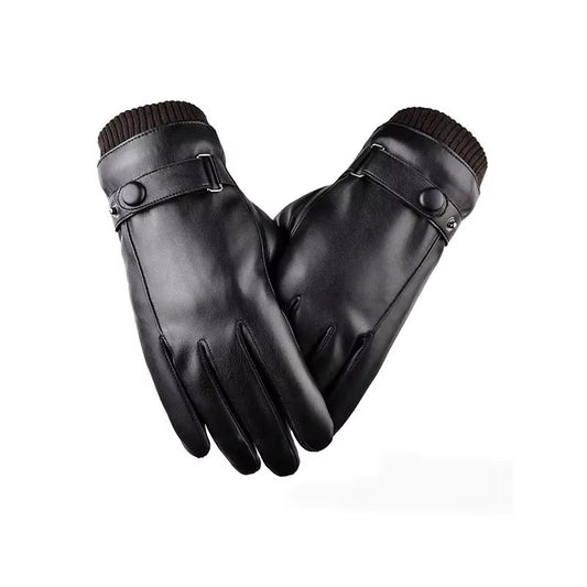 UrbanDrive Black leather gloves for Men Thin Winter Touchscreen Driving Style