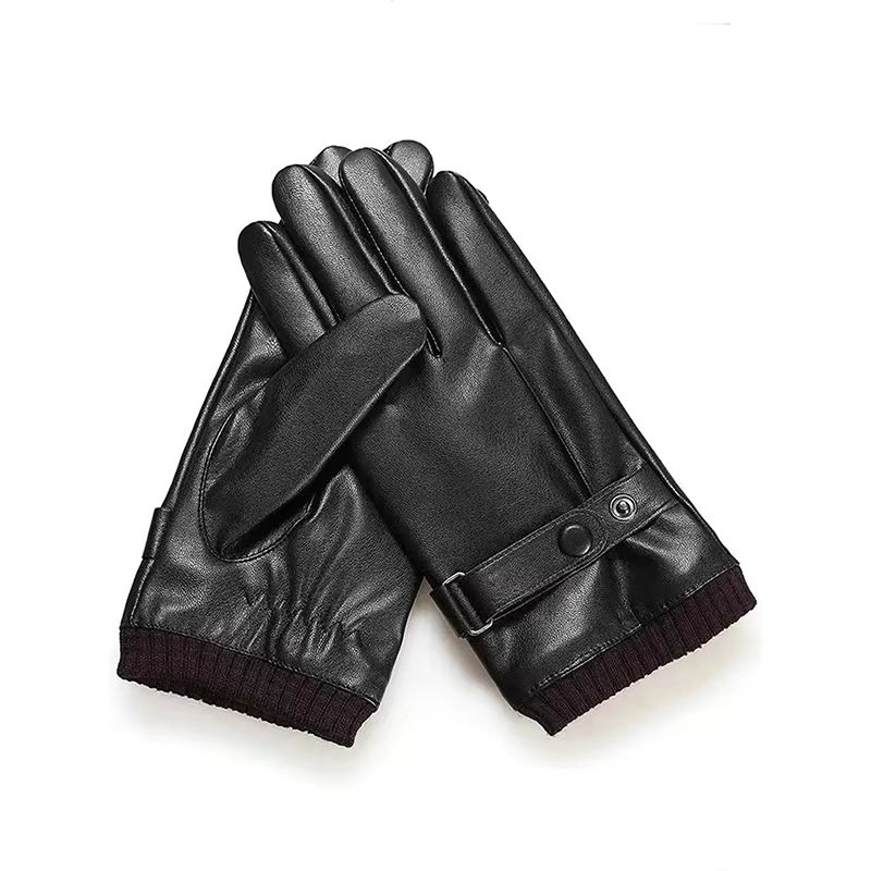 UrbanDrive Black leather gloves for Men Thin Winter Touchscreen Driving Style