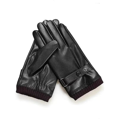 UrbanDrive Black leather gloves for Men Thin Winter Touchscreen Driving Style