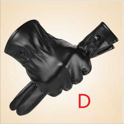 UrbanDrive Black leather gloves for Men Thin Winter Touchscreen Driving Style