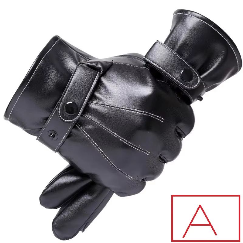UrbanDrive Black leather gloves for Men Thin Winter Touchscreen Driving Style