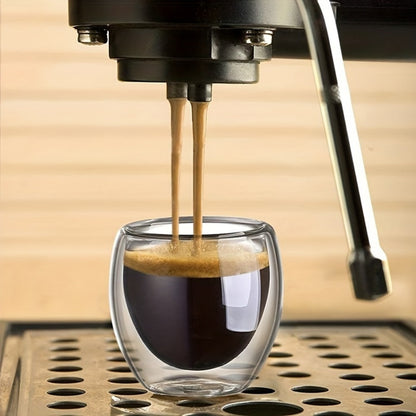 Double-Wall Clear Glass Espresso Cups, Insulated Coffee, Latte, Tea, Cafe, Milk, Restaurant Use