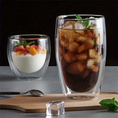 Double-Wall Clear Glass Espresso Cups, Insulated Coffee, Latte, Tea, Cafe, Milk, Restaurant Use