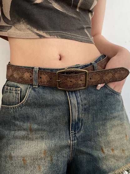 Aurora Muse Y2K belt – Retro Brown Boho Waist Belt for Jeans & Dresses