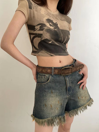 Aurora Muse Y2K belt – Retro Brown Boho Waist Belt for Jeans & Dresses