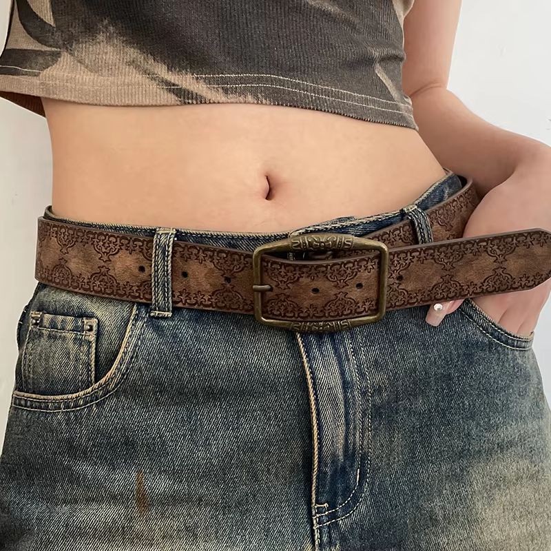 Aurora Muse Y2K belt – Retro Brown Boho Waist Belt for Jeans & Dresses