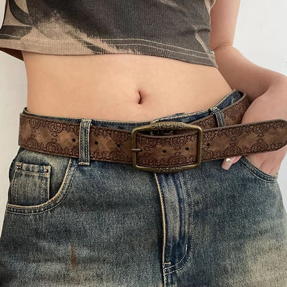 Aurora Muse Y2K belt – Retro Brown Boho Waist Belt for Jeans & Dresses