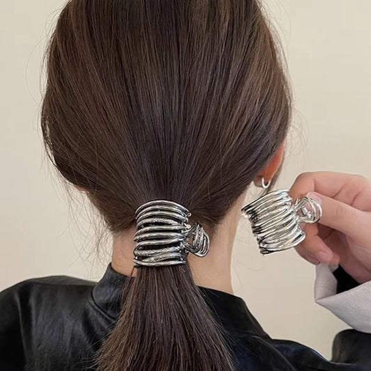 Sculpted Shine irregular metal hair claw – Non-Slip High Ponytail Clip for Women & Girls