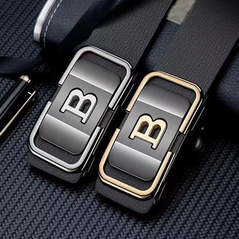 PrimeLetter Men's automatic buckle belt – Toothless Business Fashion Belt with Letter Buckle