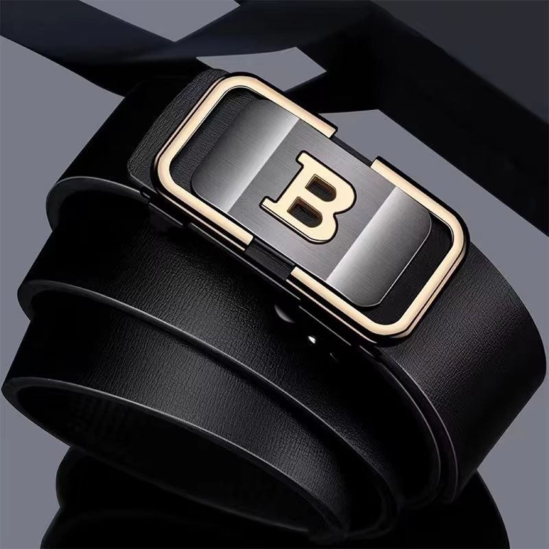 PrimeLetter Men's automatic buckle belt – Toothless Business Fashion Belt with Letter Buckle