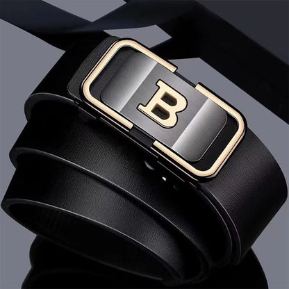 PrimeLetter Men's automatic buckle belt – Toothless Business Fashion Belt with Letter Buckle