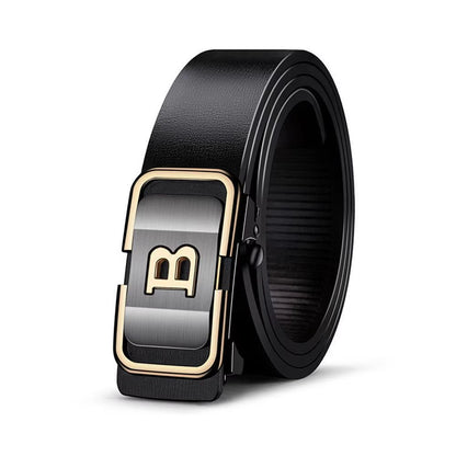 PrimeLetter Men's automatic buckle belt – Toothless Business Fashion Belt with Letter Buckle