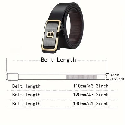 PrimeLetter Men's automatic buckle belt – Toothless Business Fashion Belt with Letter Buckle