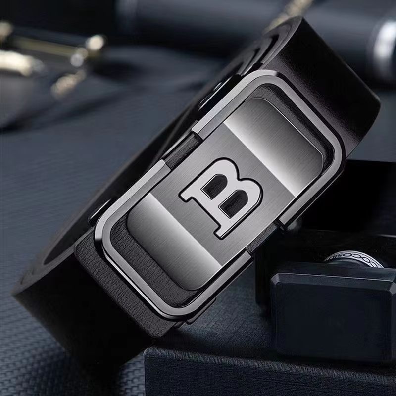 PrimeLetter Men's automatic buckle belt – Toothless Business Fashion Belt with Letter Buckle