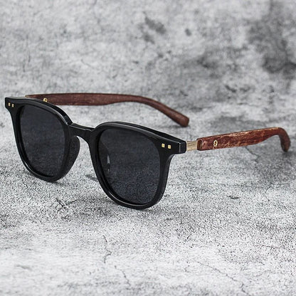 Vintage Wooden Frame Sunglasses – Classic UV Protection Eyewear for Men and Women