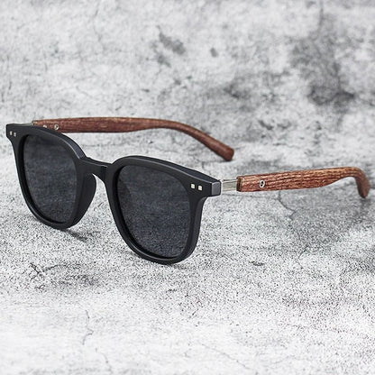 Vintage Wooden Frame Sunglasses – Classic UV Protection Eyewear for Men and Women