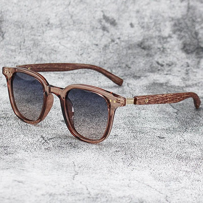 Vintage Wooden Frame Sunglasses – Classic UV Protection Eyewear for Men and Women