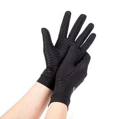 Copper Compression Gloves Black, Finger Joint Pain Relief, Hand Wrist Support, Unisex Non-Slip Gloves