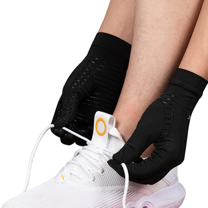 Copper Compression Gloves Black, Finger Joint Pain Relief, Hand Wrist Support, Unisex Non-Slip Gloves