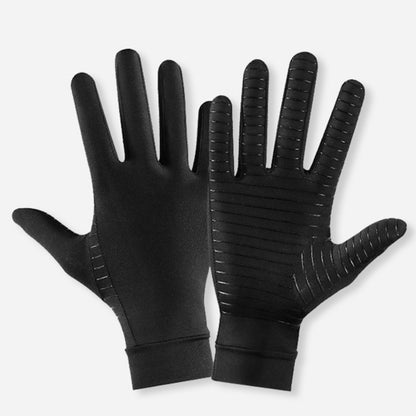 Copper Compression Gloves Black, Finger Joint Pain Relief, Hand Wrist Support, Unisex Non-Slip Gloves