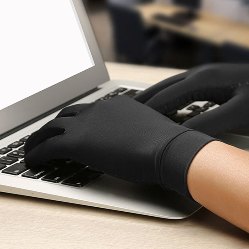 Copper Compression Gloves Black, Finger Joint Pain Relief, Hand Wrist Support, Unisex Non-Slip Gloves
