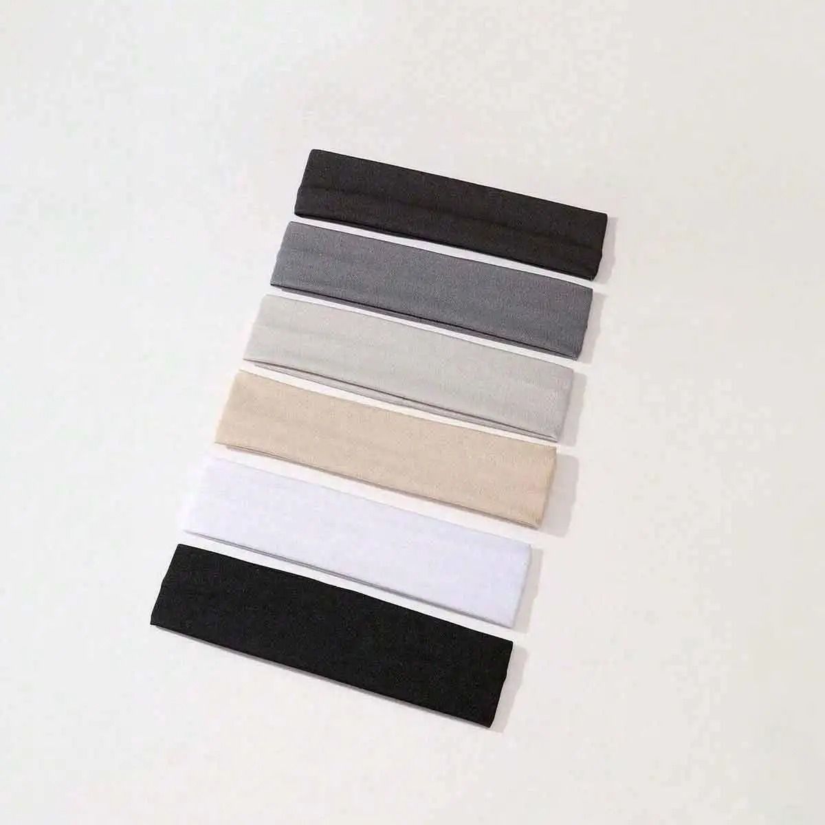 6pcs Basic Solid Color Sports Yoga Headband – Sweat Absorbing Elastic Hair Bands for Men and Women