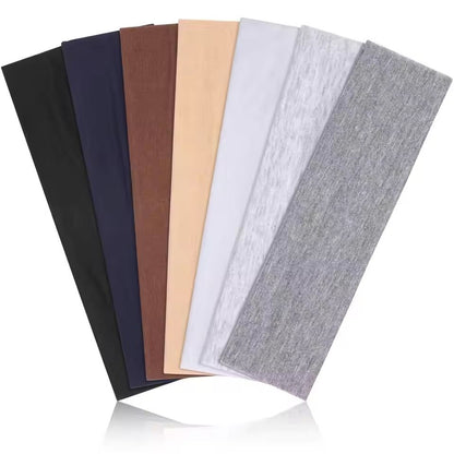 6pcs Basic Solid Color Sports Yoga Headband – Sweat Absorbing Elastic Hair Bands for Men and Women