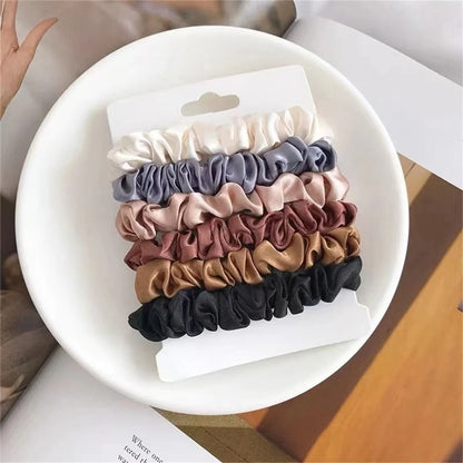 6pcs Satin Hair Scrunchies for Women – Soft, Gentle Elastic Hair Ties for Girls