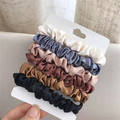 6pcs Satin Hair Scrunchies for Women – Soft, Gentle Elastic Hair Ties for Girls