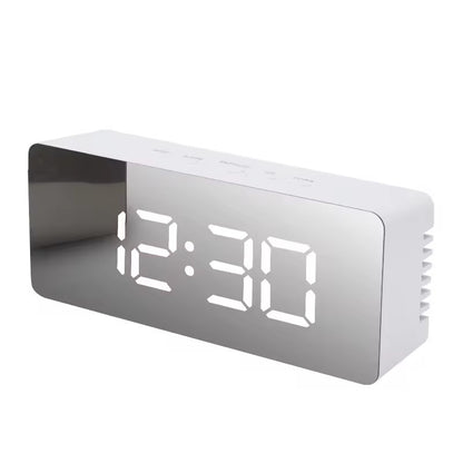 Mirror LED Digital Alarm Clock, Temperature Display, Smart Night Light, Bedroom Vanity Office Use