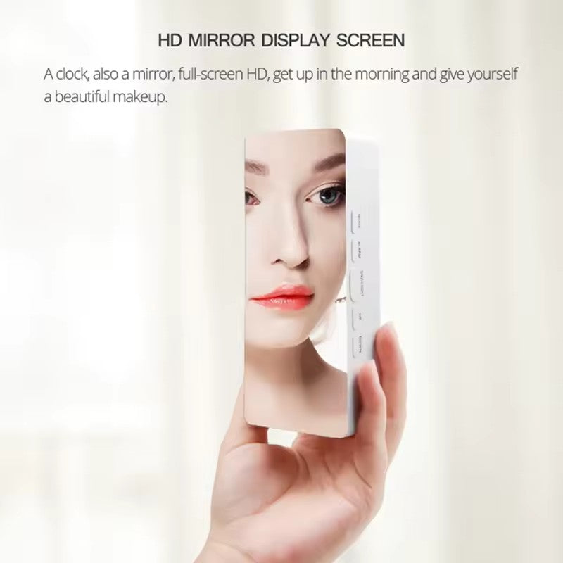 Mirror LED Digital Alarm Clock, Temperature Display, Smart Night Light, Bedroom Vanity Office Use