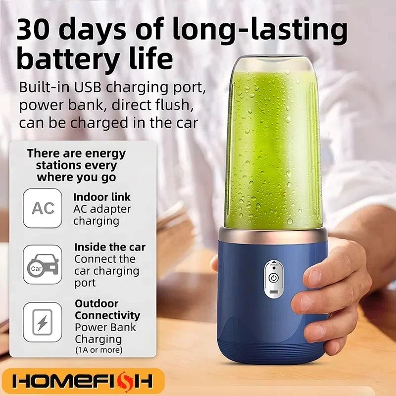 Portable Juicer Blender 400ml USB Rechargeable Smoothie Maker for Fruits and Vegetables