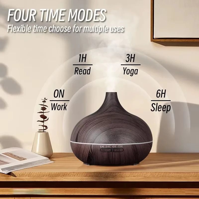 500ml Wood Grain Ultrasonic Aroma Diffuser with Remote Control and 7 LED Lights