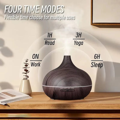 500ml Wood Grain Ultrasonic Aroma Diffuser with Remote Control and 7 LED Lights