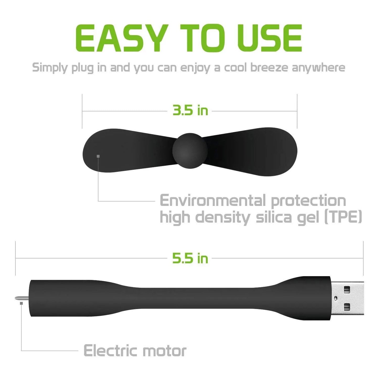 Mini USB Flexible Fan for Power Bank, Laptop, and PC