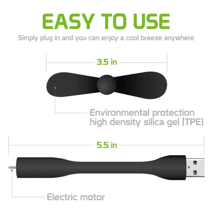 Mini USB Flexible Fan for Power Bank, Laptop, and PC