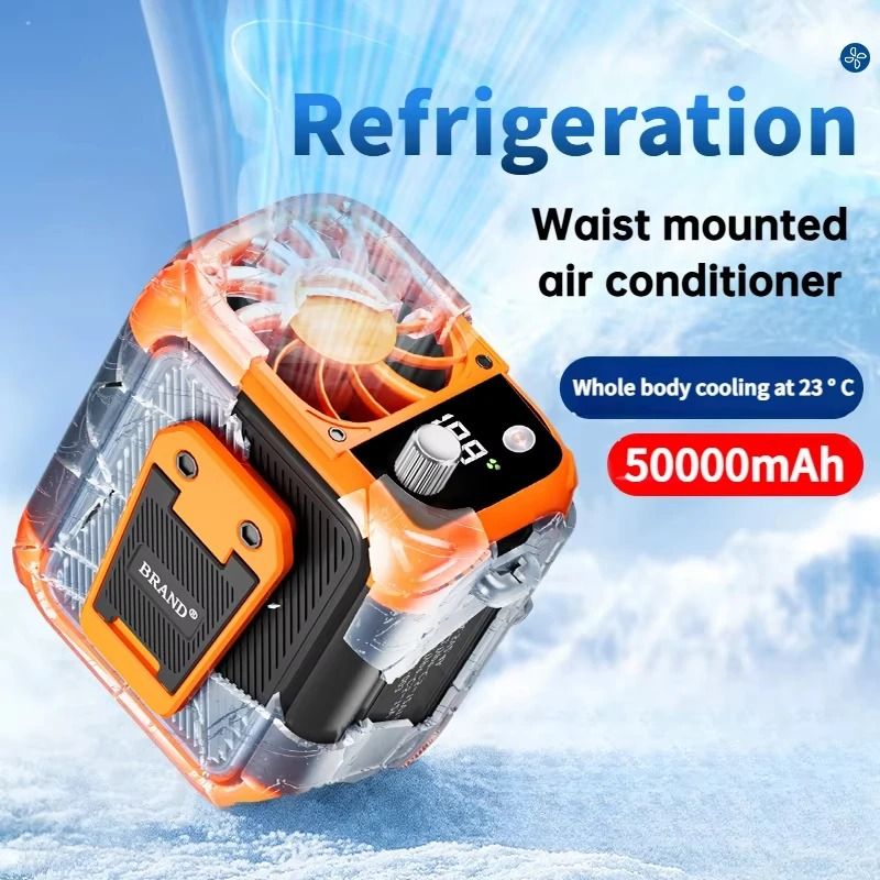 Mini High-Speed Waist Fan – Bladeless USB Hanging Fan with Power Bank and LED Display