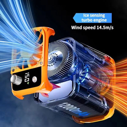 Mini High-Speed Waist Fan – Bladeless USB Hanging Fan with Power Bank and LED Display