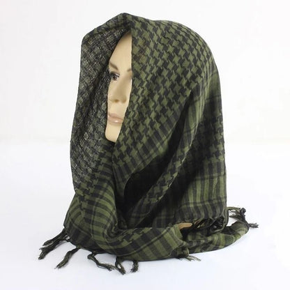 Lightweight Tactical Plaid Scarf – Unisex Military-Style Scarf for Outdoor Warmth and Protection