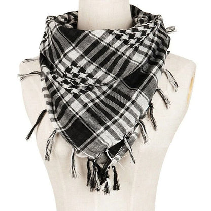 Lightweight Tactical Plaid Scarf – Unisex Military-Style Scarf for Outdoor Warmth and Protection
