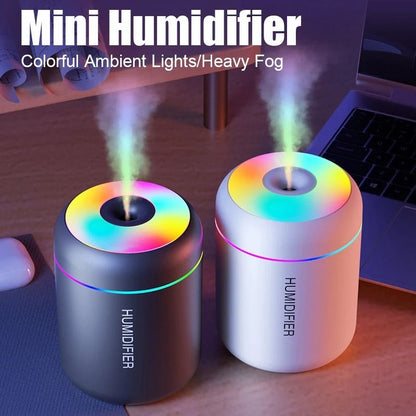 Mini USB Air Humidifier and Aroma Diffuser with Colorful LED Light