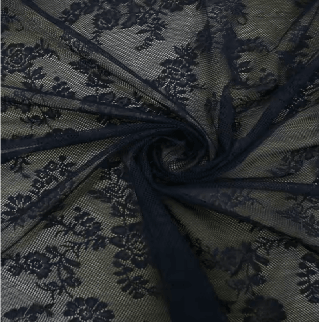 Velora Black Floral Lace Sheer Curtain Panel
