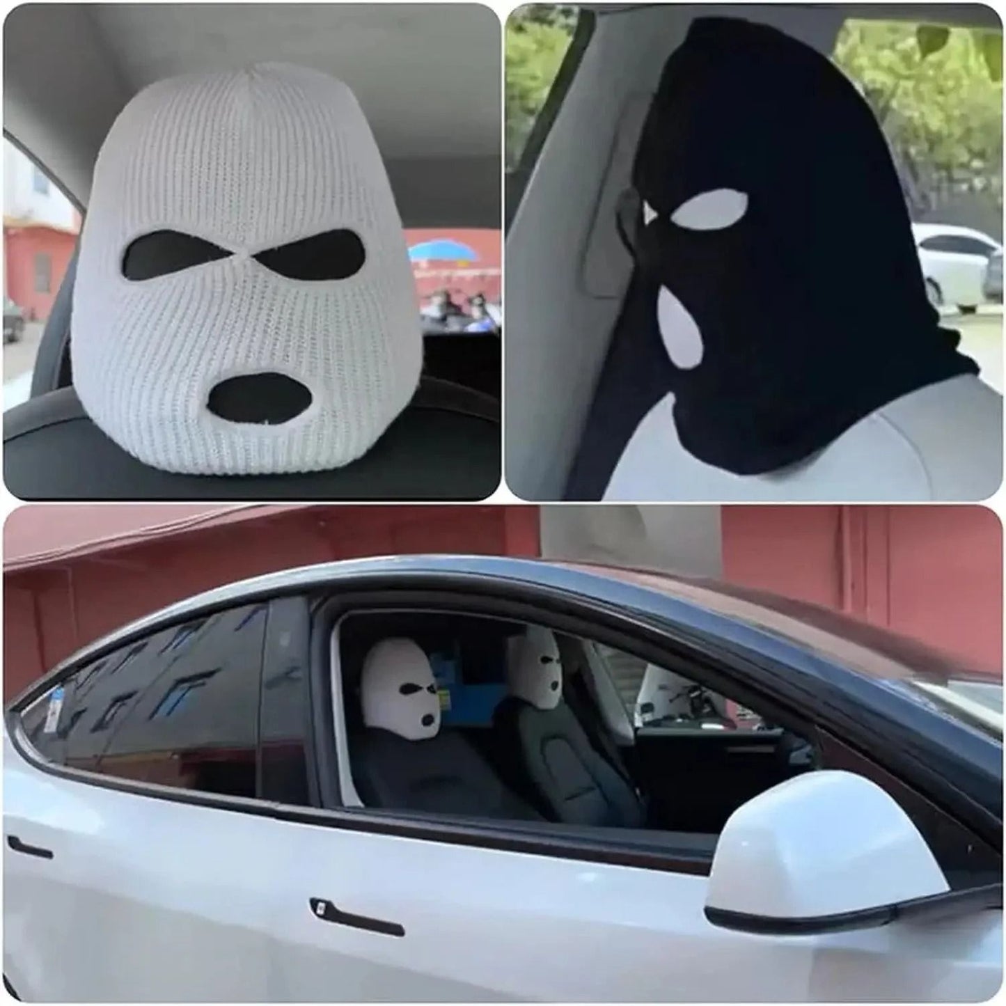 Funny Ski Mask Car Seat Headrest Cover Full Face Design