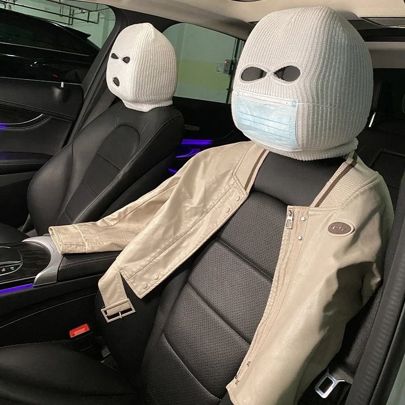 Funny Ski Mask Car Seat Headrest Cover Full Face Design