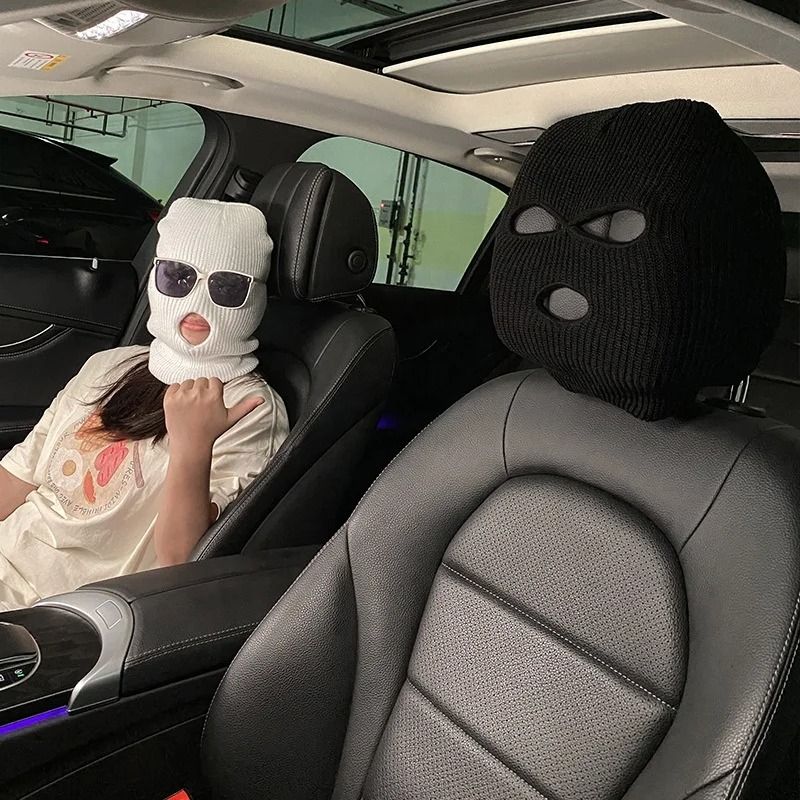 Funny Ski Mask Car Seat Headrest Cover Full Face Design