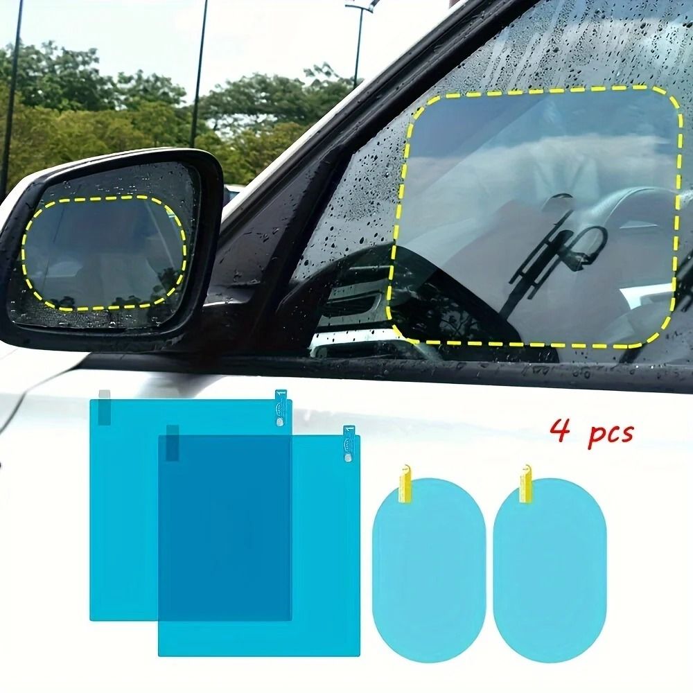 Car Rearview Mirror Protective Film 4 Piece Set Anti Fog and Rainproof Nano Coating
