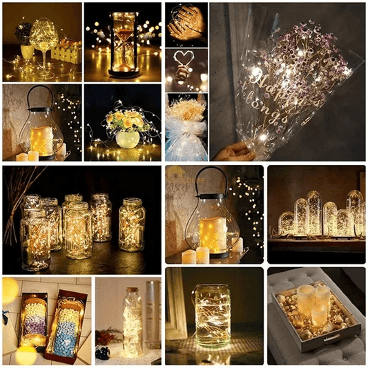 TwinkleTrail 10-Pack Waterproof Mini Copper Fairy Lights (Battery Powered, 3 Speed Modes)